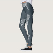 White Paw Print Dog Silhouette Pattern Fabric Leggings (Links)
