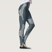 White Paw Print Dog Silhouette Pattern Fabric Leggings (Rechts)