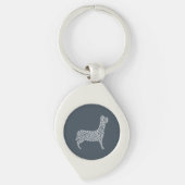 White Paw Print Dog Silhouette Pattern Fabric Sleutelhanger (Voorkant)