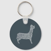 White Paw Print Dog Silhouette Pattern Fabric Sleutelhanger (Voorkant)