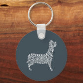 White Paw Print Dog Silhouette Pattern Fabric Sleutelhanger (Voorkant)