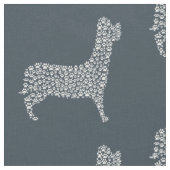 White Paw Print Dog Silhouette Pattern Fabric Stof (Close Up)