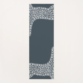 White Paw Print Dog Silhouette Pattern Fabric Yogamat