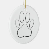 White Paw Print Keramisch Ornament (Rechts)