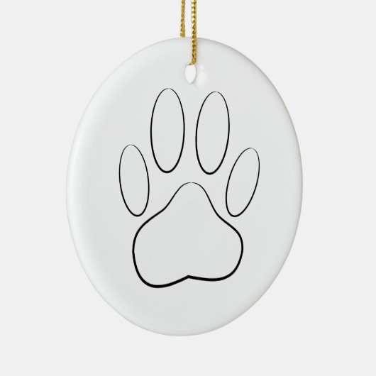 White Paw Print Keramisch Ornament (Rechts)