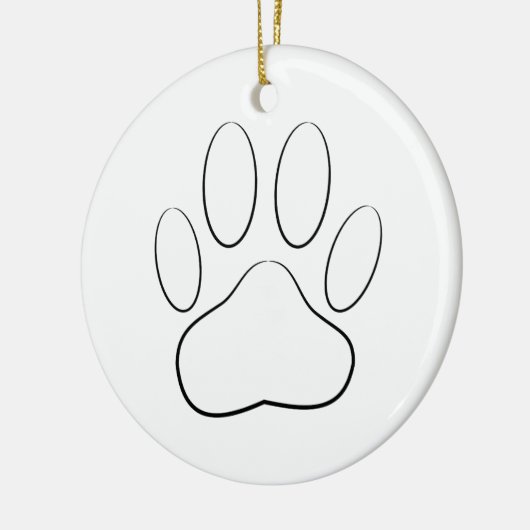 White Paw Print Keramisch Ornament (Links)