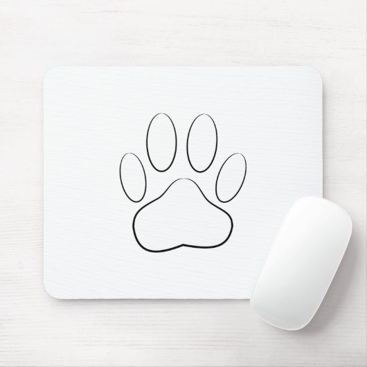 White Paw Print Muismat (Met muis)