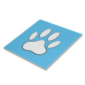 White Paw Print op Sky Blue Tile Tegeltje (Zijkant)