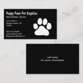 White Paw Print op zwart - (aangepaste tekst en kl Visitekaartje (Voorkant / Achterkant)