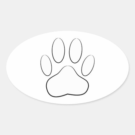 White Paw Print Ovale Sticker (Voorkant)