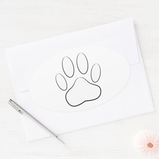 White Paw Print Ovale Sticker (Envelop)