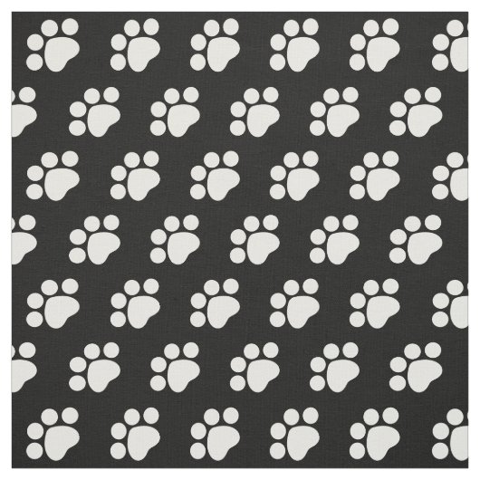 White Paw Print Patroon Stof (Swatch)