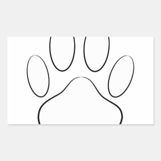 White Paw Print Rechthoekige Sticker (Voorkant)