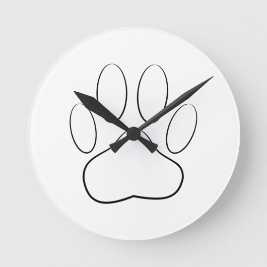 White Paw Print Ronde Klok (Voorkant)