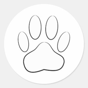 White Paw Print Ronde Sticker
