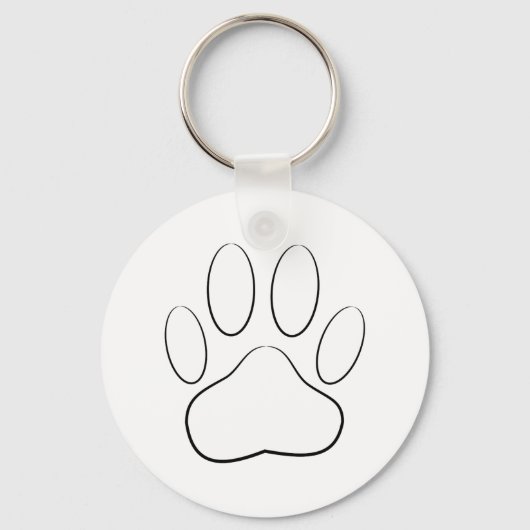 White Paw Print Sleutelhanger (Voorkant)