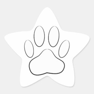 White Paw Print Ster Sticker