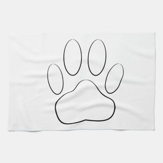 White Paw Print Theedoek (Horizontaal)