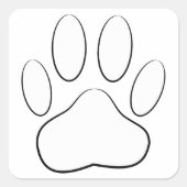 White Paw Print Vierkante Sticker (Voorkant)