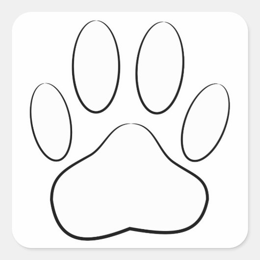 White Paw Print Vierkante Sticker (Voorkant)