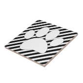 White Paw Print zwarte strepen Tegeltje (Zijkant)