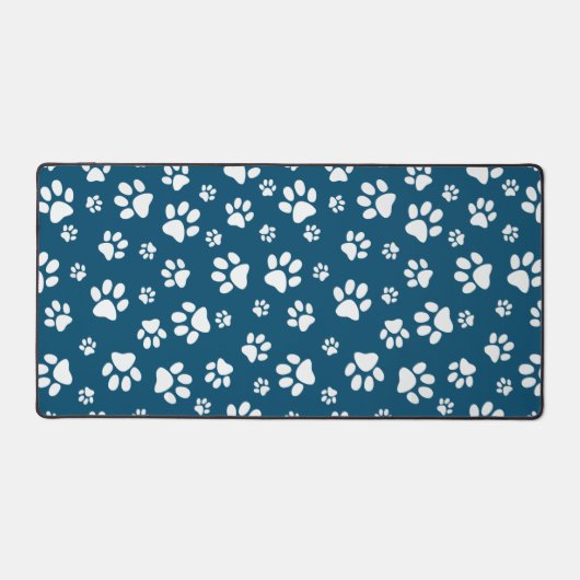 White Paw Prints Design Desk Mat (Voorkant)