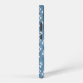 White Paw Prints op Blauw – Rustieke Pet Lover Samsung Galaxy Hoesje (Rechterkant)