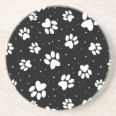 White Pawprint Zandsteen Onderzetter (Voorkant)