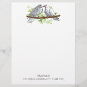 White Peace Dove Birds on Branch Letterhead Briefhoofd (Voorkant)