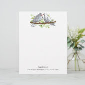 White Peace Dove Birds on Branch Letterhead Briefhoofd (Staand voorkant)