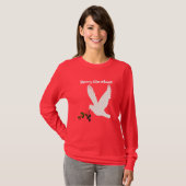 White Peace Dove met kerstdecoratie T-shirt (Voorkant volledig)