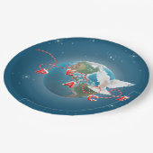 White Peace Dove On Earth Planet Papieren Bordje (Gekanteld)