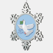 White Peace Dove op Aarde Tin Sneeuwvlok Ornament (Rechts)