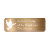 White Peace Dove Silhouette Faux Gold Foil Etiket (Voorkant)