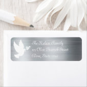 White Peace Dove Silhouette Faux Silver Foil Etiket (Insitu)