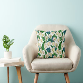 White Peace Lily Pattern Kussen