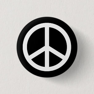 White Peace Sign Ronde Button 3,2 Cm