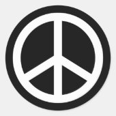 White Peace Sign Ronde Sticker (Voorkant)