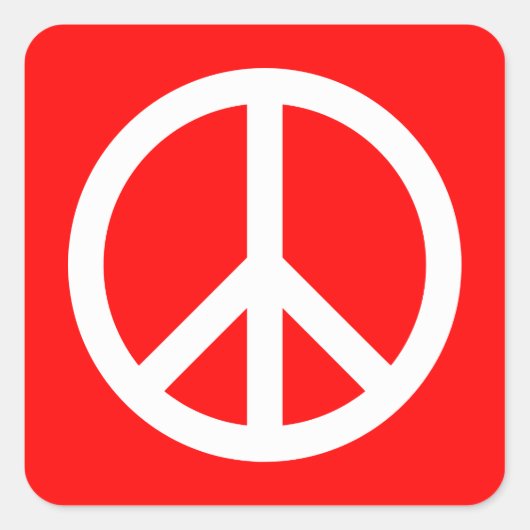 White Peace Sign Vierkante Sticker (Voorkant)