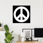 White Peace Symbol on Black Poster (Thuiskantoor)