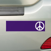 White Peace Symbol on Dark Paars Bumpersticker (Op auto)
