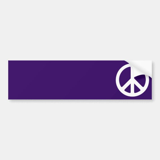 White Peace Symbol on Dark Paars Bumpersticker (Voorkant)