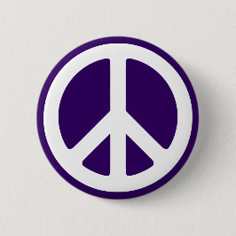 White Peace Symbol on Dark Paars Ronde Button 5,7 Cm