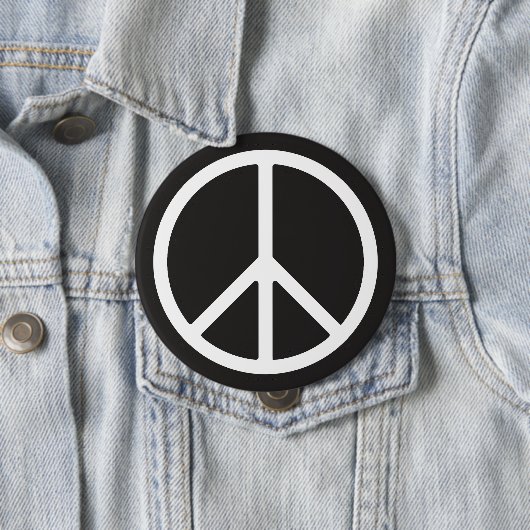 White Peace Symbol Ronde Button 4,0 Cm (In situ)