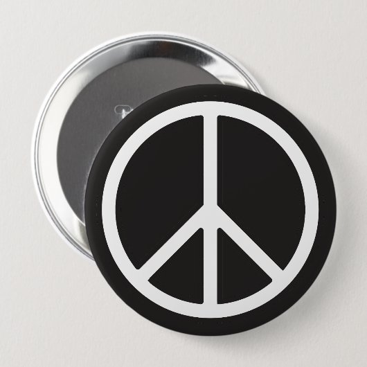 White Peace Symbol Ronde Button 4,0 Cm (Voorkant /achterkant)