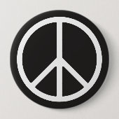 White Peace Symbol Ronde Button 4,0 Cm (Voorkant)