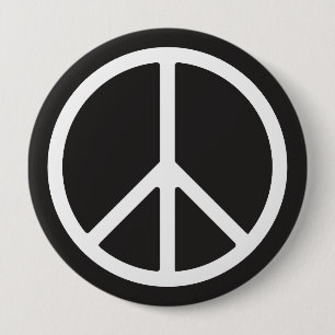 White Peace Symbol Ronde Button 4,0 Cm