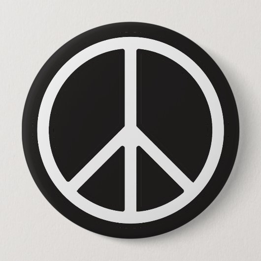 White Peace Symbol Ronde Button 4,0 Cm (Voorkant)