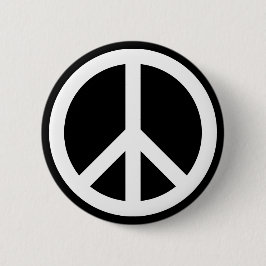 White Peace Symbol Ronde Button 5,7 Cm