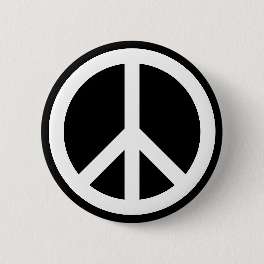 White Peace Symbol Ronde Button 5,7 Cm (Voorkant)